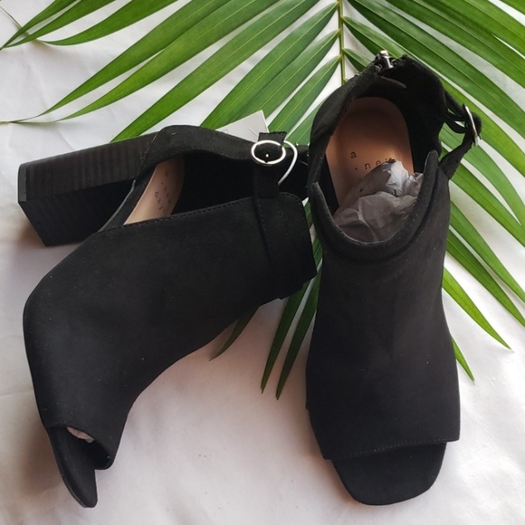 a new day Shoes - Women's Microsuede Heeled Open Toe Bootie 